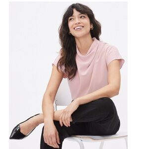 RW&CO. Short-Sleeve Mock-Neck Twill Popover Blouse